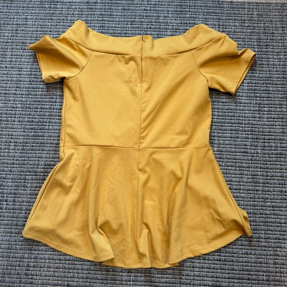 New York & Company Yellow Asymmetrical Tie Front Blouse - Picture 3 of 3